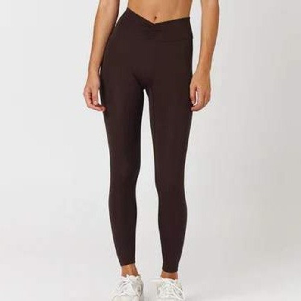 CSB Form Gather Waist Leggings XS Espresso Brown V Waist Sculpt Yoga Pilates NWT